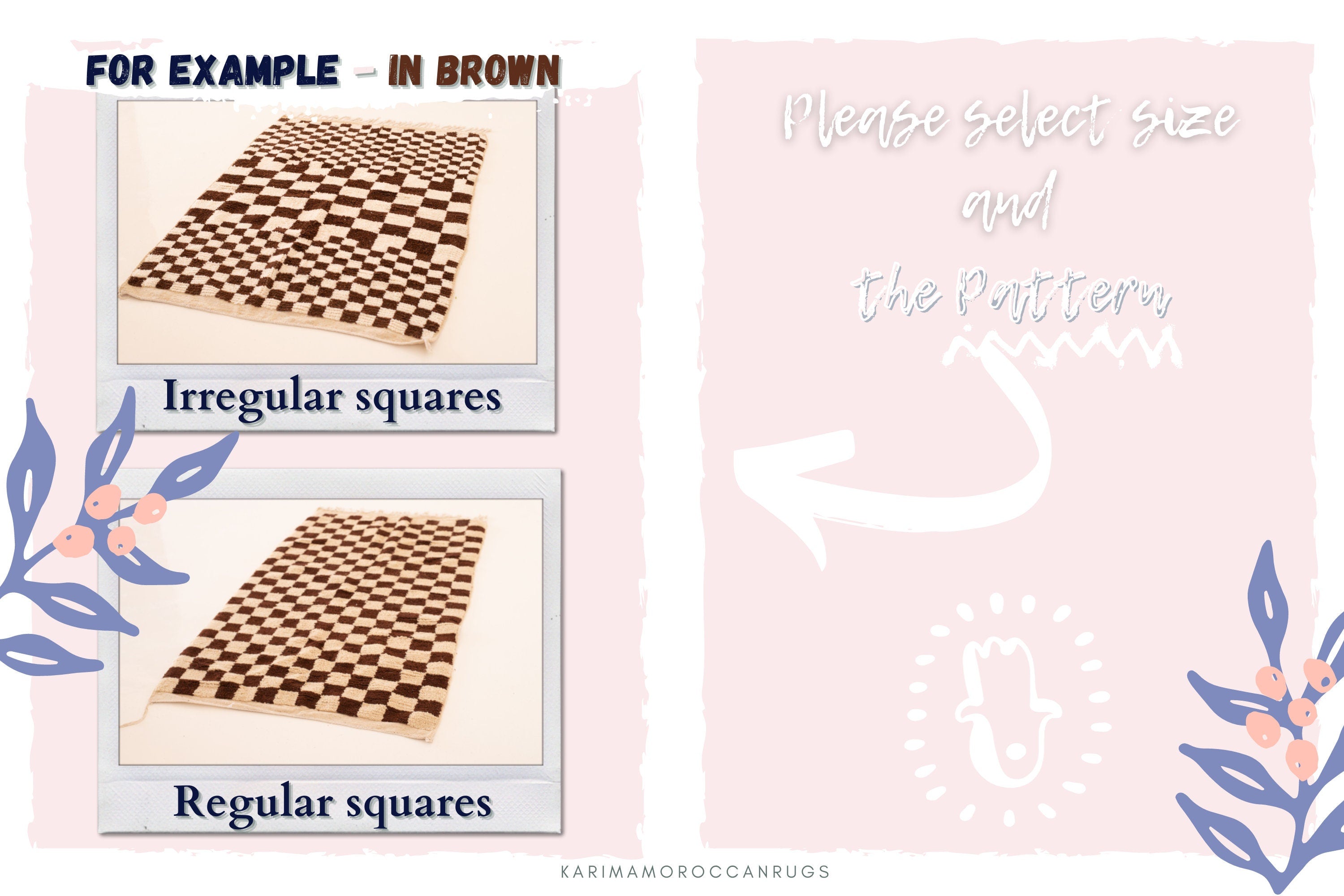 brown patterned rug with irregular and regular squares