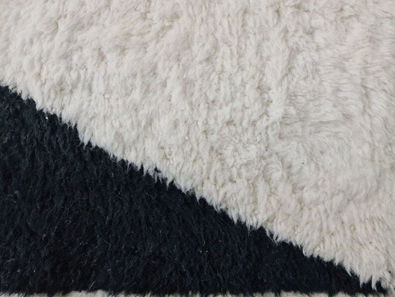 black and white textured rug close up