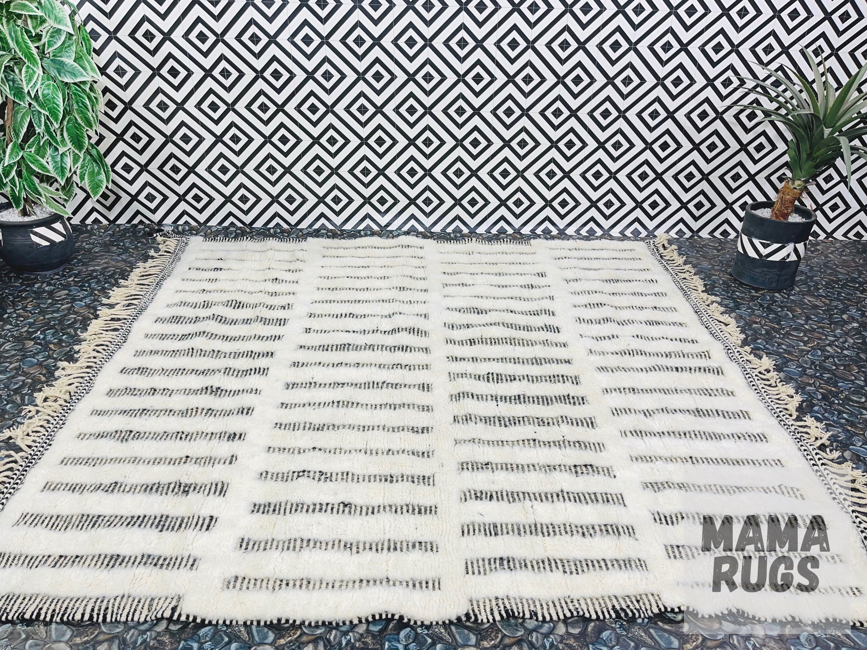 stylish geometric rug on textured floor decor