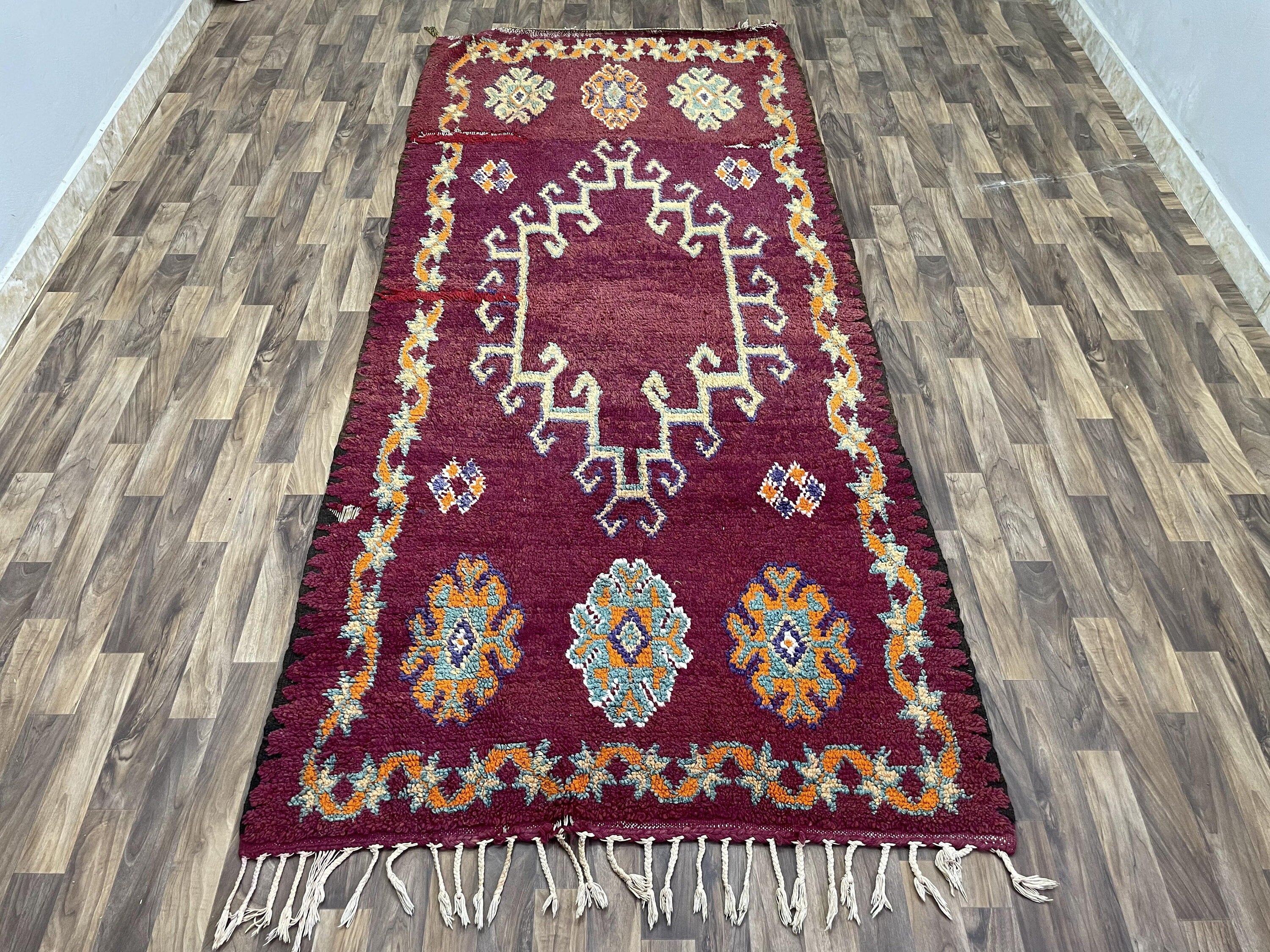 "Vibrant Azilal Moroccan Berber Rug Runner