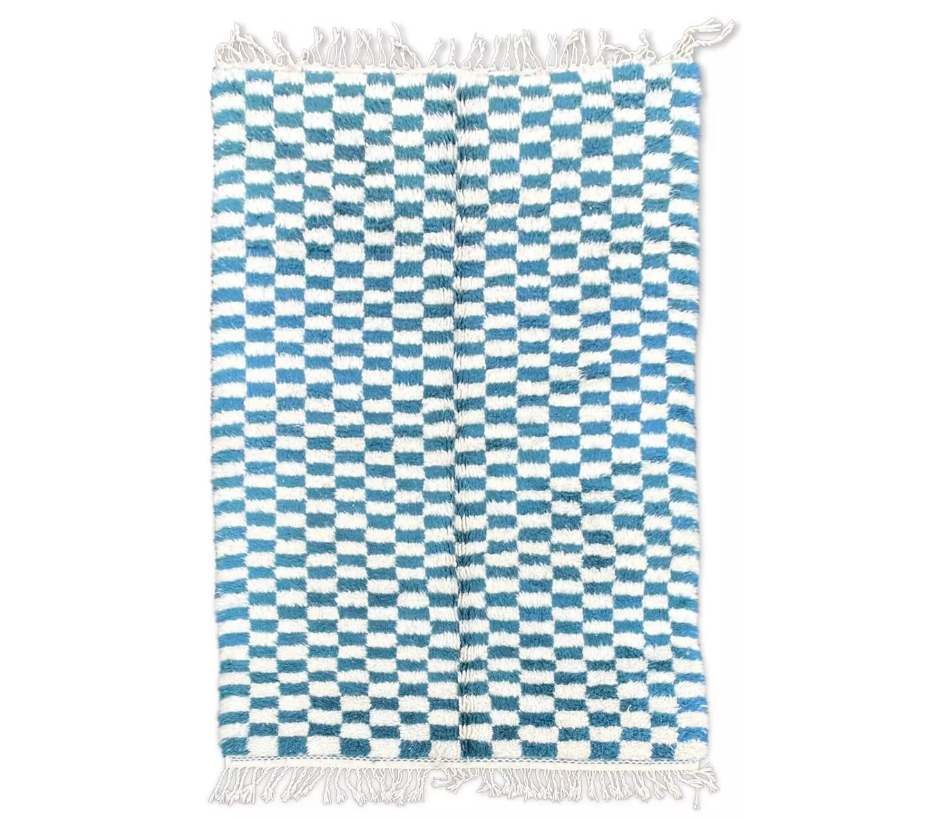 Blue and white checkerboard rug